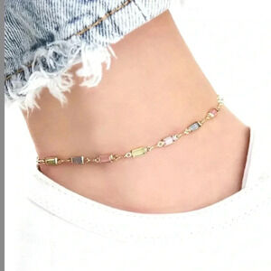Crystal & 18K Gold Plated Anklet